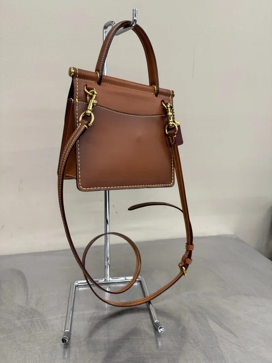 Brown Coach Willis Glovelesthered Top-Handle 18 Satchel with Crossbody Strap - Picture 3 of 11